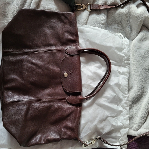 Longchamp Handbags - Authentic Longchamp brown leather crossbody, excellent condition